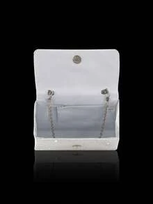 优雅迷人的女士晚宴手提包，精致奢华的单肩包，配有闪亮水钻项链、手链和耳环套装，时尚的单肩包，适合派对女孩、女士、新娘，是派对、婚礼、舞会、正式场合的完美之选。 - 銀色 - 查看 6