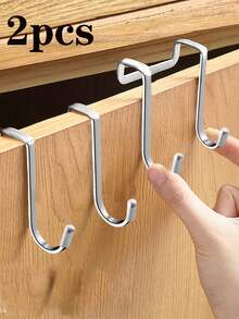 6pcs/4pcs/2pcs Stainless Steel Cupboard Hook , Minimalist Punch-Free Over The Cupboard Door Hook For Household,Over The Cupboard Door Drawer Cabinet Hook, 304 Stainless Steel Double S-Shaped Hook Holder Hanger Metal Heavy Duty-Free Punching Cupboard Hanging Clothes Hook Organizer For Towel Cloth Bags Sundries