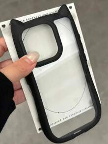 Super Cute Three-Dimensional Cat's Ears (Steamed Cat-Ear Shaped Bread) New Shape Transparent Acrylic Back Plate, Dirt Resistant, Anti Drop, Fingerprint Free Mobile Phone Case Is Suitable For IPhone 11/12/12pro/12Promax/13/13pro/13proMAX/14/14pro/14proMAX/15/15Promax Pink And Black/IPhone17/17pro/17Promax/Air