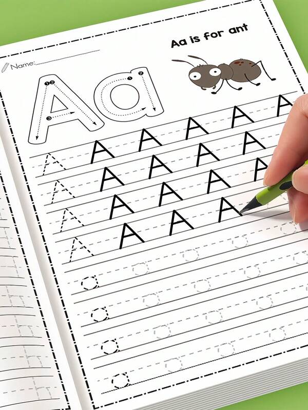 1 Peça Livro de Exercícios de Rastreamento de Letras ABC com 32 Páginas para Crianças, Adequado para Prática de Letras de A a Z na Pré-Escola e Jardim de Infância, Um Livro de Escrita Inicial Interessante com Páginas de Desenho, Cadernos de Cópia e Palavras Mágicas, Um Ótimo Presente, Um Livro de Exercícios, Um Livro de Escrita em Inglês Divertido e Durável, Benéfico para o Retorno às Aulas e Um Presente para Festa de Natal