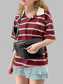 DareSee Fashion Chest Bag With Wide Strap, Large Capacity Shoulder & Crossbody Bag, Minimalist Dumpling Bag For Commuting, Western Purse For Women, Bohemia Style Bag For Women Music Fest Y2KFest Back To School Autumn Winter Gifts - Black - View 2