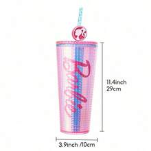 Miniso Barbie Sunshine Shine Series Double - Layer Straw Cup 775mL/26.21oz - With A Dreamy Pink - Purple Gradient Cup Body And A Prominent Barbie Logo, Featuring A Double - Layer Design For Heat Insulation And Scald Prevention(1 PC)