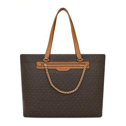 Michael Kors Bolso de mano Michael Kors Gift MK para mujer, color marrón oscuro/marrón bellota