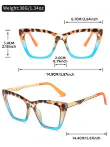 LINFEMAND 经典猫眼装饰时尚无度数眼镜，男女通用金属镂空装饰腿，优雅奢华风格配饰，节日礼物 - 無色 - 查看 10