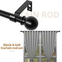 适用于 54-156 英寸窗户的窗帘杆,5/8 英寸装饰浴帘杆套装,哑光黑色拼接单窗帘杆带支架,适用于浴室、卧室、客厅、户外露台、厨房,小型窗帘杆浴室配件浴室工具 - 黑色 - 查看 4