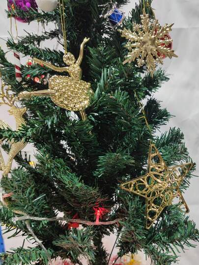 1 peça de decoração para árvore de Natal, pequeno enfeite pendurado, sino de estrela para árvore de Natal, boneco de neve, veado, enfeite pendurado para atmosfera de feriado de Natal.