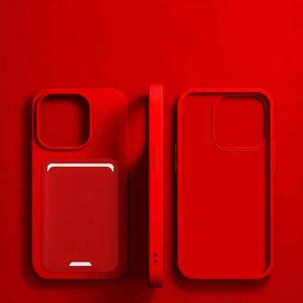 Luxury Solid Color Phone Case With Deluxe Velvet Lining + Solid Color Card Slot, Full Camera Protection, Shock-Proof Phone Case, Can Hold Cards And Photos, Suitable For IPhone 16, 16 Pro Max, 17/17 Pro Max, 15, 15 Pro Max, 11, 13, 12 And 14 Pro Max, Suitable As A Valentine's Day Gift For Boyfriend Or Girlfriend