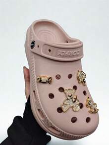 Women's High Platform Slippers With Pendants, Lightweight, 100% EVA, Non-Slip Sole - 淺粉色 - 查看 2