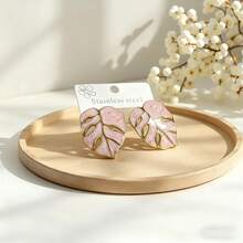 Enamel Leaf Earrings For Women Stainless Steel Statement Jewelry Chic & Sweet Style For Every Occasion