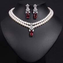 3 件/套，多色可选/时尚/优雅/波西米亚风格，女士珠宝，女士项链，手工串珠，双层吊坠，贝壳材质，锆石镶嵌，珍珠项链，耳环，Y2K，适合女性，节日/派对/周年纪念/秋冬项链，时尚配饰 | 珍珠首饰，项链套装，礼物 - 首飾套裝 - 查看 10