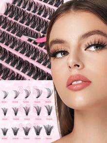 FQBFQB 200PCS D Curl Individual Lash Clusters 8-16mm DIY Lash Clusters 30D 40D 80D Natural Wispy & Soft Reusable Individual Eyelash Extension Kit False Eyelashes Suitable For Home And Everyday Use, Perfect For Weddings, Dates, Parties, Travel, Birthday Gifts, Valentine'S Day Presents, And Christmas Gifts,Eye Lash Clusters,Individual Eyelashes,Lashes,Fake Lashes