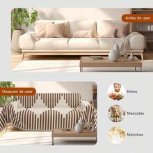 Tethram Funda de Sofá Reversible de Chenilla,180 * 150cm Ultra Suave Funda de Sofá Chenille de Doble Cara,Washable Anti-Slip Multifuncional Sofa,Adecuado para Mascotas en casa,Todas Las Estaciones - 1 - Ver 7