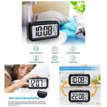 Reloj Despertador Digital, Reloj Despertador con Pantalla, Despertadores Electrnicos con Funcin Snooze, Temperatura, 1224 H, Reloj Despertador Junto a La Cama para El Dormitorio De La Oficina En Casa - Negro - Negro - Ver 1