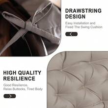 Outdoor Swing CushionsWaterproof Swing Cushions 3 Seater Replacement With Backrest Outdoor Thickened Bench Cushion With Ties For Porch Patio Backyard Garden And Lawn Khaki 60 40 In - 卡其色 - 查看 3