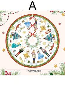 35-Inch Christmas Nutcracker Tree Skirt, Classic Vintage Christmas Decoration With Dancing Girl And Nutcracker Soldier, Soft Polyester, Double-Layer Durable, Suitable For Holiday Home And Party Decor - Multicolor - View 11