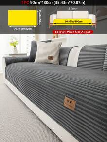 1PC Flannel Sofa Cushion With SF Leather Label, Anti-Slip Stripe Seat Pad. Protects 1 To 4-Seater Couches, Machine Washable, All-Season Use. - Multicolor - View 25