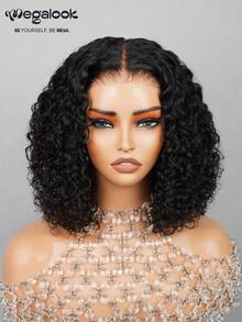 MEGALOOK 10-16 Inch Deep Wave Bob Wig 100% Human Hair 6x6 T-Part Lace Front Breathable Mesh Cap Bleached Knots Comfortable Natural Hairline For Daily Wear - SNatural - View 7