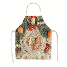 1 peça de Papai Noel de Natal, Sino de Natal, Floco de Neve de Natal, Rena de Natal, Árvore de Natal, Boneco de Neve, Pinguim de Natal, Avental de Linho, Tamanho Grande, Alça Macia, Decoração de Natal, Artigos para Festas, Cozinha Doméstica, Avental de Proteção para Limpeza Doméstica - Multicolorido - Ver 12