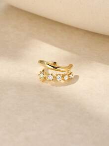 1pc S925 Sterling Silver Four Leaf Clover/Star Ear Cuffs Non-Piercing Earrings For Women Cute Small Clip-On Cartilage Earrings 18k Gold Plated Dainty Ear Clip Piercings Earrings - Gold - View 8