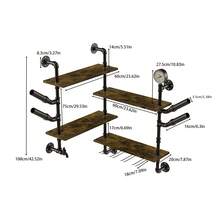 UNHO Wine Rack Wall, Corner Bottle Rack Wine Bottle Holder With Shelves Wine Glass Holder, Industrial Design, Ideal For Home, Bar, Kitchen And Restaurant - Black - View 3