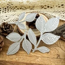 1pc Three Branches Leaf Metal Cutting Dies For Card Making Kit Embossing Paper Die Cuts Scrapbook Machine Stencils Storage Pockets Supplies - Silver - View 6