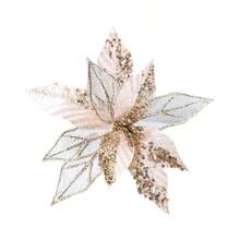 Artificial Mesh Flower Christmas Flower Christmas Tree Decoration, Sequin Velvet Handmade Flower, Gold Powder Christmas Flower Home Decor Christmas Decorations Room Decor