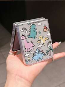 1pc Fashionable Minimalist PC Material Cute Dinosaur Element Foldable Phone Case, Protective And Anti-Drop: Compatible With Samsung Galaxy Zflip 3/Zflip 4/Zflip 5/Zflip 6/Zflip 7/OPPO Find N3 Flip/ Razr 50 Ultra/ Razr 60 Ultra/ Razr 60/ Razr 50/ MIX Flip/Galaxy Z Flip7 FE - Clear - View 15