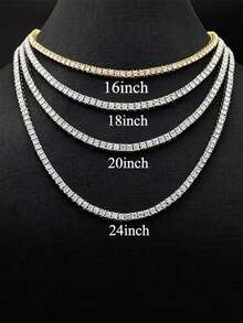 1 قطعة قلادة تنس مرصعة بالراينستون بعرض 3 مم/4 مم/5 مم، بطراز الهيب هوب البسيط، مناسبة للارتداء اليومي، يمكن ارتداؤها من الجنسين