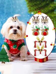 2 件圣诞迷你宠物发夹，圣诞限量版驯鹿蝴蝶结形宠物发夹，适合博美犬、泰迪犬、马尔济斯犬、布娃娃猫等小型长毛宠物 - 彩色 - 查看 7