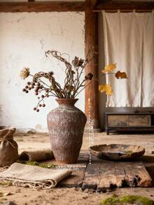 Vază ceramică clasică, formă de artă estetică, stil Wabi-Sabi, pentru birou, living, dormitor, sufragerie, decor minimalist pentru casă și grădină, vază pentru flori uscate și artificiale, cadou unic pentru sărbători, ziua de naștere, petrecere, prieteni și familie