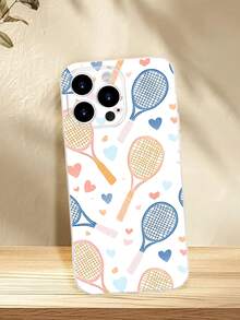 1PC Funda de teléfono con diseño de raquetas de tenis y corazones, estilo minimalista, protector contra caídas, carcasa transparente de alta transparencia, compatible con iPhone16/15/14/13/12/11/Pro/ProMax, compatible con Galaxy A34/A35/A54/A55,Galaxy S20/S21/S22/S23/S24 Ultra/Plus, compatible con Moto/Galaxy/Redmi/Honor/OPPO, agarre cómodo, regalo festivo para amigos, novia, novio, familia - transparente - Ver 7