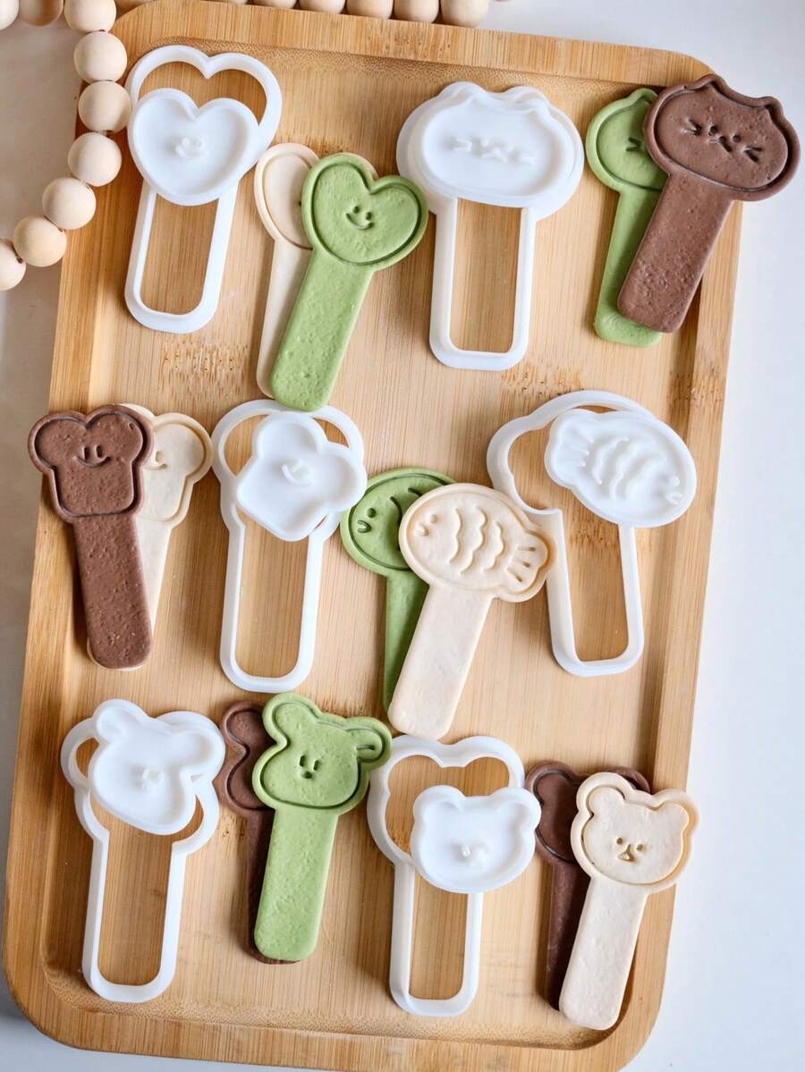 Cartoon Animal Lollipop Cookie Mold Cute Toast Love Puppy Cat Shape Cookie Cutter Fondant Cake Stamp Cookie Cutter Baking Tool - Lollipop - View 1