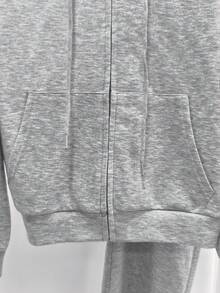 Women's Two Pieces Tracksuit - Zip-Up Hoodie With Pockets + Elastic Waist Sweatpants, Comfortable Loungewear Set