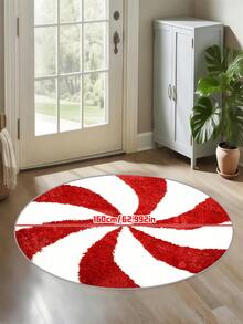 Alfombra de baño redonda con tema navideño - Lavable, antideslizante y absorbente con diseño de caramelos rojos y blancos, adecuada para decoración de baño, sala de estar y dormitorio - Multicolor - Ver 9
