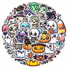 50pcs New Cute Halloween Doodle Stickers, Suitable For Water Bottles, Computers, Halloween Decoration