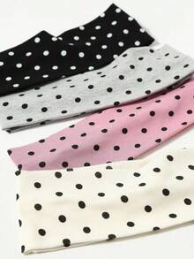 Polka Dot Pattern Hair Band, Casual Simple Hair Accessories For Women & Girls, Minimalist Headwear Suitable For Thick Hair - 黑色 - 查看 2