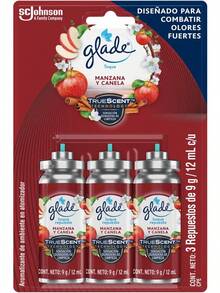 EstiloGlade Repuestos para Toque Atomizador, Aromatizante para Hogar, Aroma Manzana y Canela, 3 Repuestos de 9g c/uVersión mejorada