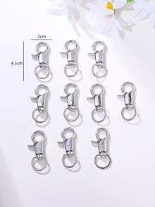 10pcs Minimalist Heart Shaped Button Accessories, Handmade DIY Keychain Materials Car Accessories Bag Charm School Cute Goth Y2k Bag Accessories Lanyards With Id Holder Car Accessories Bag Charms Christmas Gift - Silver - View 7