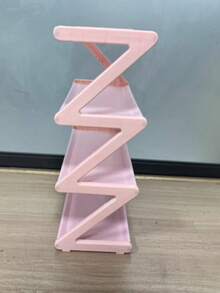 四层大型Z型鞋架，无需工具即可轻松组装，粉色塑料可堆叠收纳整理器，适用于家庭、宿舍和客厅，节省空间的地板设计，鞋子收纳整理器 - 彩色 - 查看 7