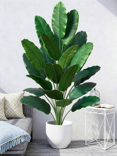 85-115cm Tropical Artificial Plants Large Fake Banana Tree Plastic Bird Of Paradise Plant Branch Big Size Palm Tree Leaves For Home Garden Indoor Office Decor Without Pot 1pc