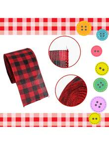 1pc Red & Black Plaid Ribbon, Christmas Satin Ribbon Suitable For DIY Bow, Gift Box Decoration, Party Decor, Handicrafts, Christmas Atmosphere, Theme Party, Holiday Celebration