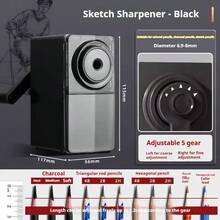 5-Gear Adjustable Manual Pencil Sharpener, Desk Pencil Sharpener With Container, Suitable For Children, Adults, Artists, Schools, Home Office Supplies, Black VB95 Art Sketch Pencil Sharpener With 5 Thickness Settings