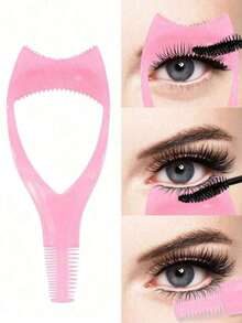 3pcs,  Mascara Applicator, Mascara Protection Tool, Eyelash Auxiliary Device, Pcsreusable Makeup Assistant, Auxiliary Device Suitable For Beginners To Perfectly Apply Eyelashes And Eyeliner, To Create Naturally Non-Caking Eyelashes, Mascara Shield Applicator For Eyelash Protection With Eyelash Separator Tool Eyelash Tweezers Girl.Three Sets In Rose Red, Pink &Blue