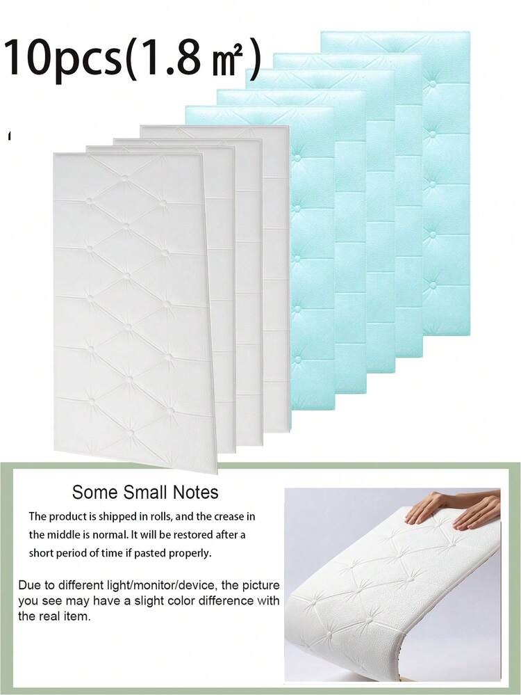 Self-Adhesive 3D Design, Elegant Rhombus Pattern Decorative Cushion Wall Sticker For Tatami Bed Headboard, Soft Padding, Black And White, Suitable For Bedroom And Living Room Decor, Foam Wall Panels For Room, Leather-Wrapped Decorative Collision-Proof Wall Padding, Wall Covering For Bedroom Headboard, Ensuring Safety - Multicolor - View 23