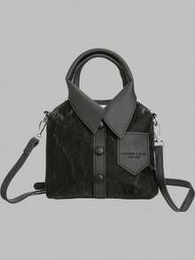 DareSee 1 Piece Bag, Shaped Bag, Pu Fabric With Long Strap Shoulder Bag Satchel, Hot Girl Style, Clothing Bag Unique Stylish Women's Handheld Bag With Simple Shirt Design, Small Square Crossbody Bag MusicFest Y2KFest Back To School Autumn Winter Gifts Music Fest - Black - View 5