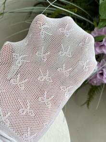 One Piece Black/White/Beige Mesh Fishnet Stockings Tights High Waist Fishnets Tights With Bow Decor For Baby Girls, Kids Daily Dresser Thigh High Suspender Stockings Pantyhose, Toddler Travel Party Pantyhose, Perfect For Casual Wear & Halloween Decorations Thanksgiving Christmas Xmas Gift