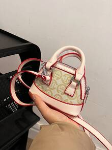 1pc Fashionable Retro Mini Shell Handbag, Cute & Compact, Suitable For Lipstick, Coins, Shoulder/Crossbody Bag For Women, Summer - Beige - View 3