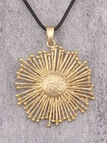 1pc Vintage Steampunk Gear Robot Alloy Pendant Necklace, Punk Style Long Chain For Men & Women, Jewelry Accessories, Random Wood Color