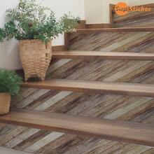 1pc Simple Wood Grain Style Home Decor Stair Sticker, Thick PVC Self-Adhesive Waterproof Peel And Stick, Suitable For Staircase Steps, Furniture Surface, Balcony Floor, Bathroom Floor And Other Scenarios, For Home Decor And Space Renovation