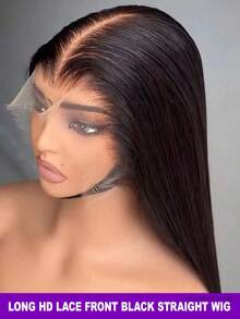 200% 密度 34 英寸 13x6 13x4 高清耳到耳蕾丝前假发和 5x5 预剪高清蕾丝闭合假发，预拔婴儿头发，透明骨直发，可佩戴，3 秒无胶假发 - 自然色&黑色系 - 查看 2